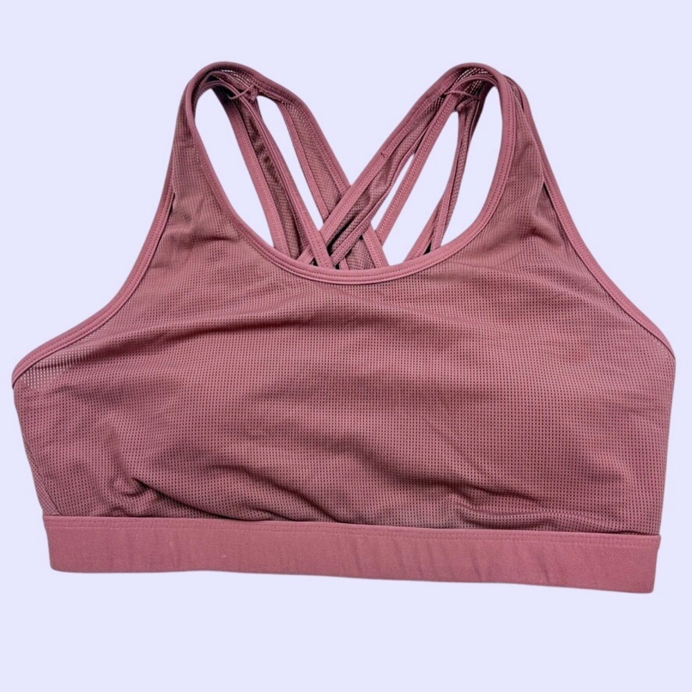 Fabletics Sports Bra Medium Mauve Criss Cross Back Activewear Workout Gym Yoga